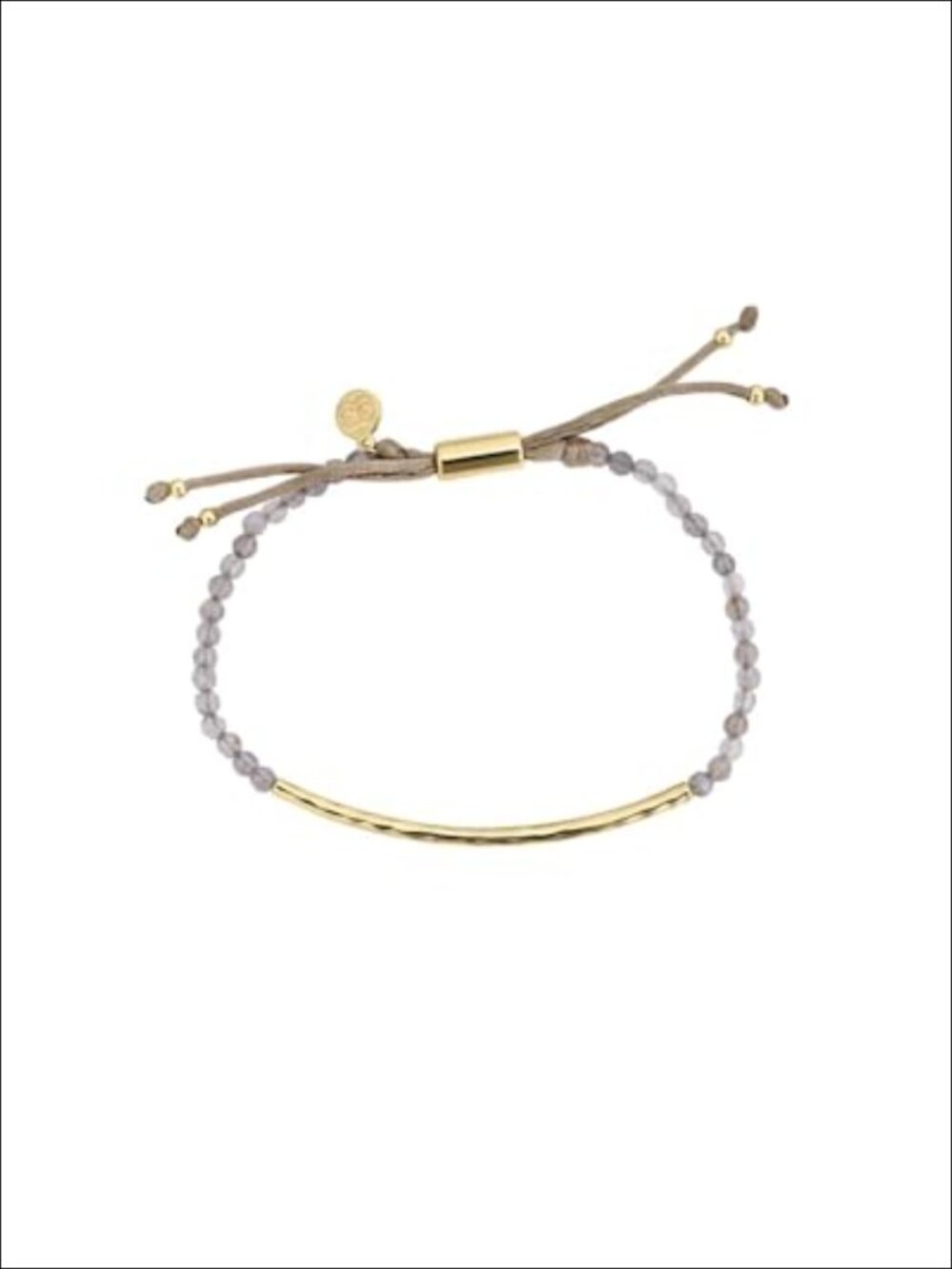 Gemstone Bracelet With Gold Plated Charm Adjustable Slide Closure